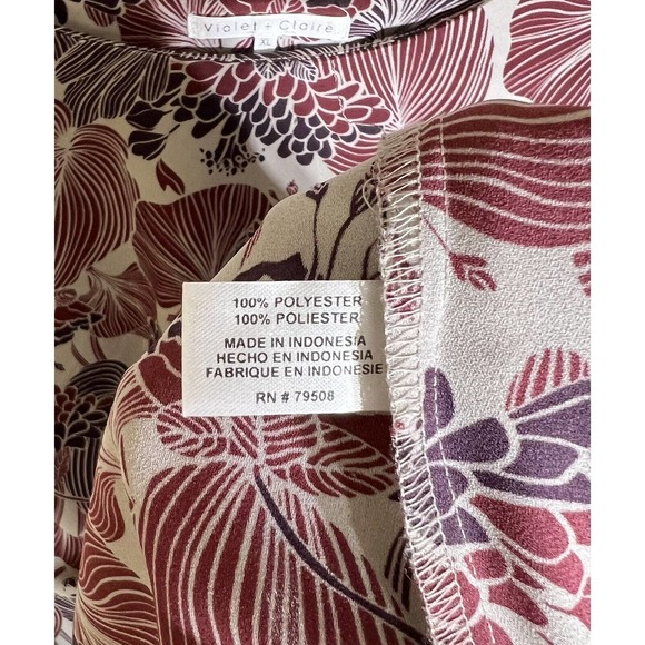 Violet + Claire Floral Long Ruffle Bell Sleeve Tunic Top Womens Size XL Gray Red - Picture 4 of 8